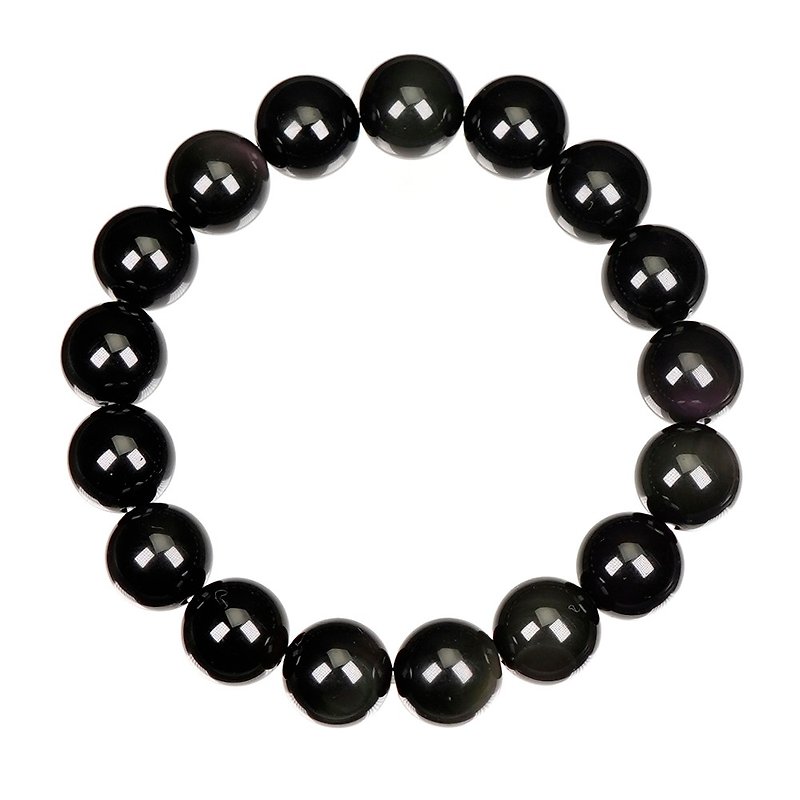 Black Obsidian Single Eye 12mm Obsidian Bracelet - Bracelets - Semi-Precious Stones 