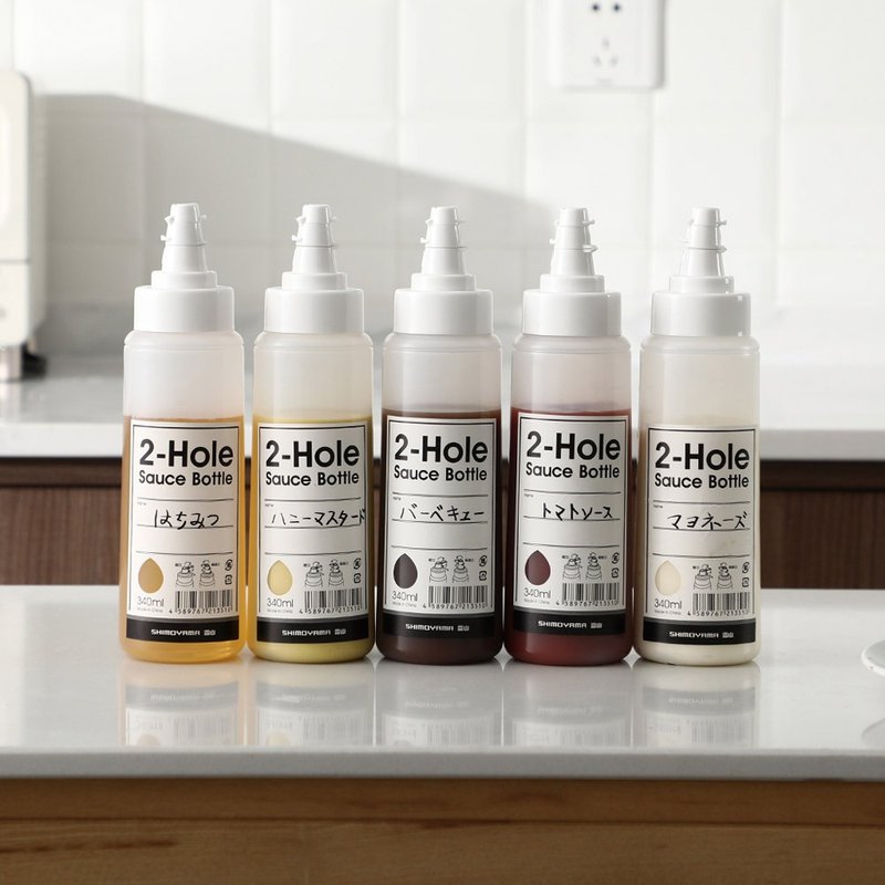 Japanese Shoyama Squeeze Type Double-mouth Seasoning Sauce Bottle-340ml-3 Packs (Salad Dressing/Ketchup) - ขวดใส่เครื่องปรุง - พลาสติก สีใส