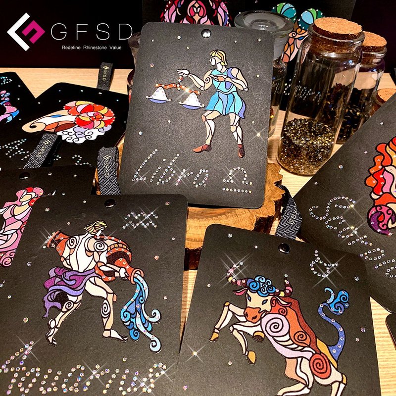 【GFSD】水鑽精品-12星座明信片 - 卡片/明信片 - 其他材質 多色