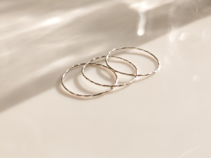 SV925 0.6 mm Super Thin Ring Set, Sparkle, Knuckle Stackable Ring - General Rings - Sterling Silver Silver