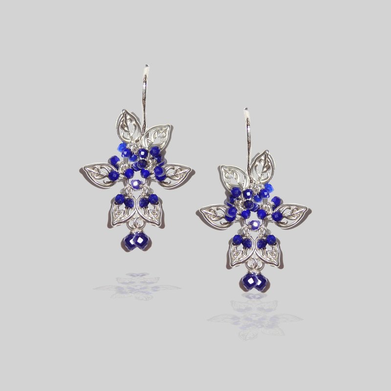 Sterling Silver Blueberry Tree Snowflake Earrings Classic European Hollow - ต่างหู - เครื่องประดับพลอย สีเงิน