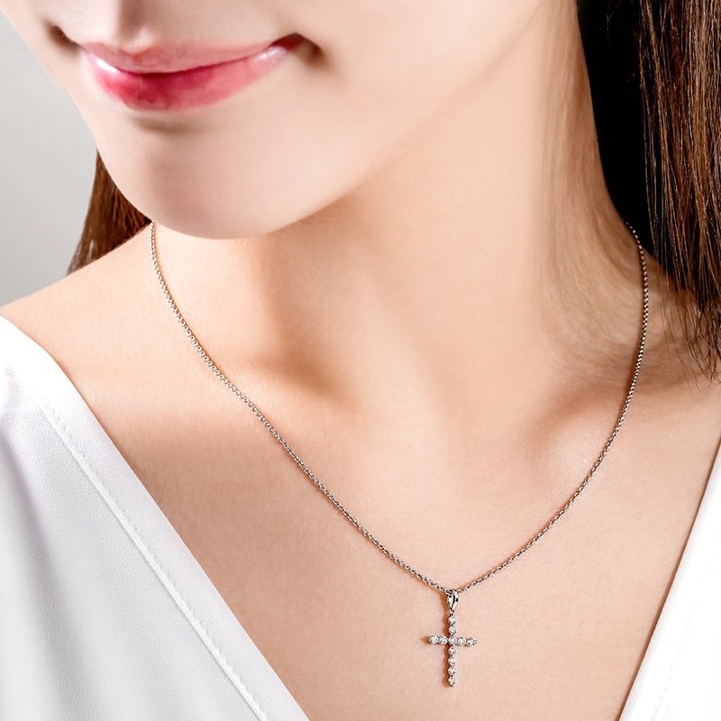 京華鑽石 18K 天然鑽石 共0.24克拉 鑽石項鍊 十字架系列-恩光 - 項鍊 - 鑽石 