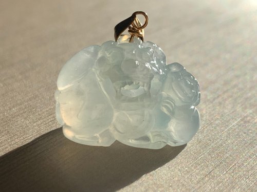 淳玉晶品坊 免費開光快速出貨 天然A貨緬甸玉翡翠 招財貔貅項鍊 冰糯種