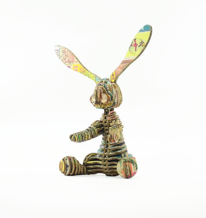 ONE Rabbit /3D Handmade DIY/Home Decoration /Stamp Collage - Items for Display - Paper Multicolor