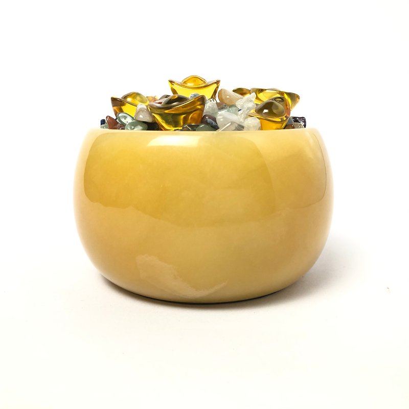 黃晶富貴聚寶盆 精巧招財款 - 裝飾/擺設  - 玉石 黃色