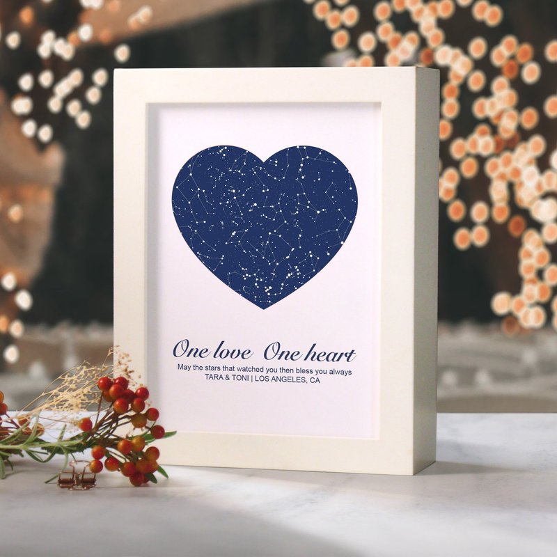 定製星空小夜燈 可定時和調光 婚禮佈置 新婚禮物 結婚週年紀念日 - 燈具/燈飾 - 紙 藍色
