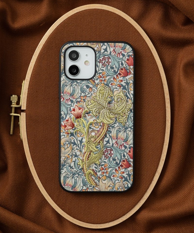 3D Embroidered Smartphone Case iPhone14 PU Leather William Morris Cat Animal 03:NAG1354 - Phone Cases - Plastic Multicolor