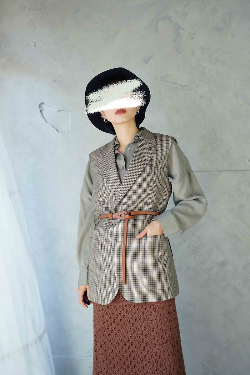 Treasure hunting vintage clothing-Lanvin cappuccino texture wool suit vest - Women's Blazers & Trench Coats - Wool Brown