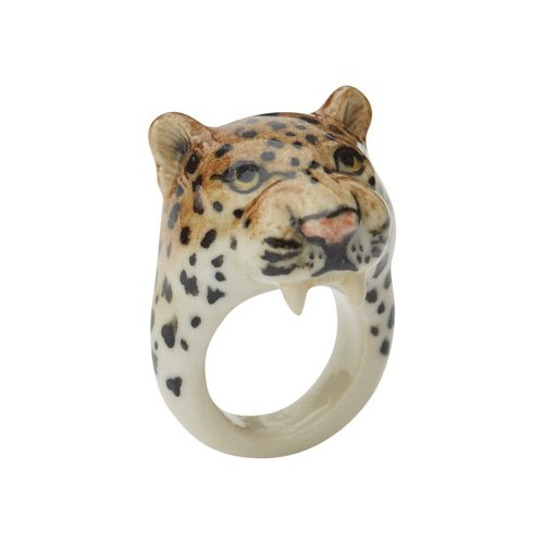 And Mary AndMary 手繪瓷戒指-豹 禮盒裝 Roaring Leopard Ring