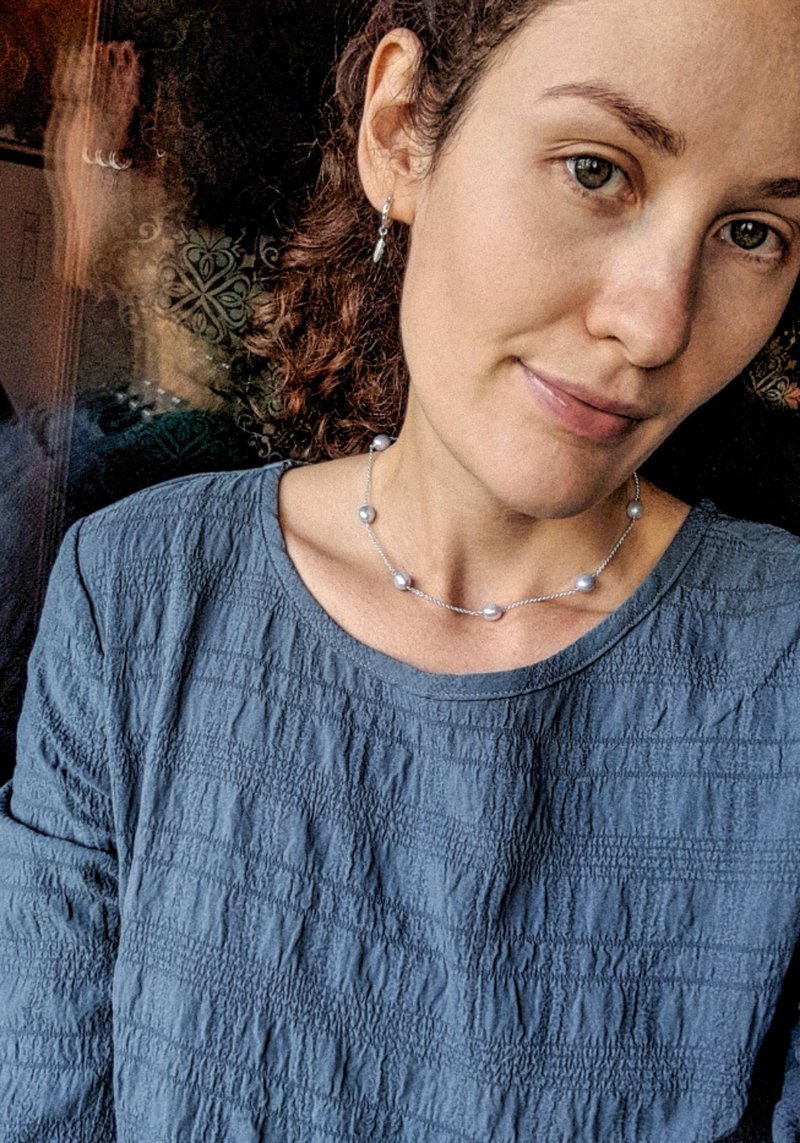 ブルーパールの女性用ネックレス付きシルバー925チョーカー - チョーカー - 真珠 シルバー