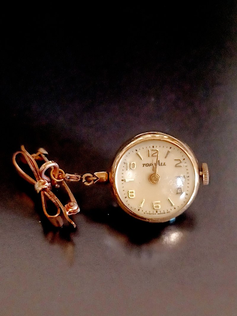 VINTAGE JEWELRY TOPSALL 古董透明球型機械錶 別針 胸針 - 胸針 - 其他金屬 