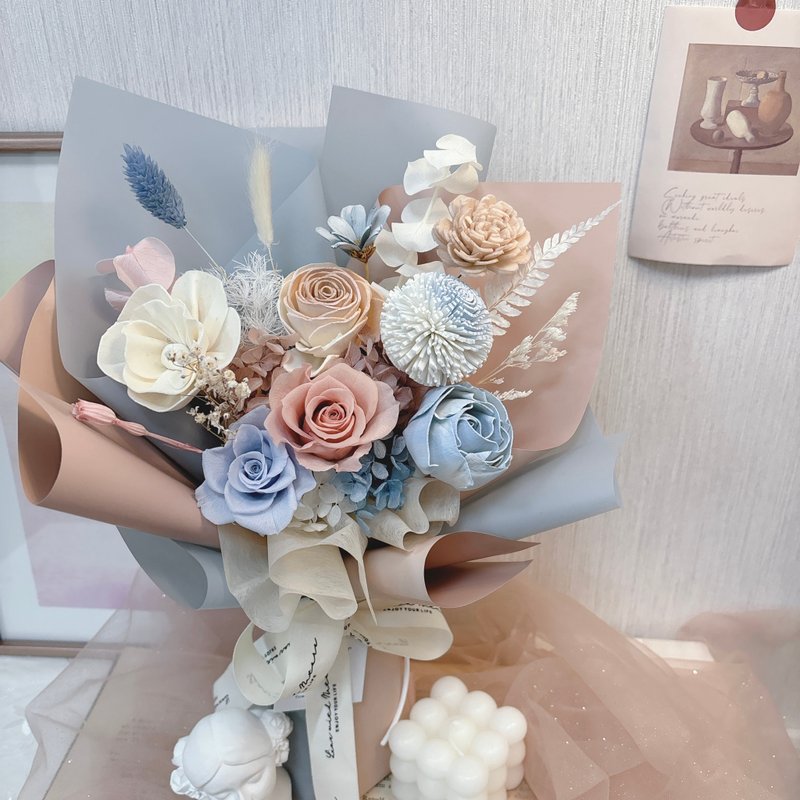 【獨角獸色系永生花束】 客製 永生花 情人節 婚禮 乾燥花 母親節 - 乾燥花/永生花 - 植物．花 多色