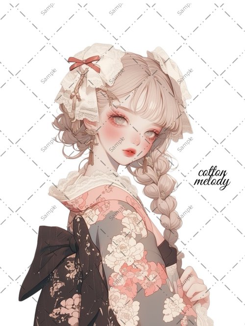 cotton-melody original sticker no.1312 人物ステッカー オリジナルステッカー 人物ステッカー 女の子ステッカー オリジナル人物ステッカー