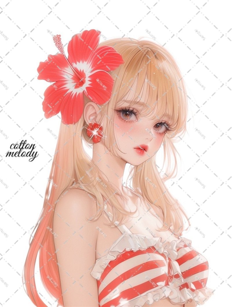 original sticker no.6439 人物ステッカー オリジナルステッカー 人物ステッカー 女の子ステッカー オリジナル人物ステッカー - 貼紙 - 紙 