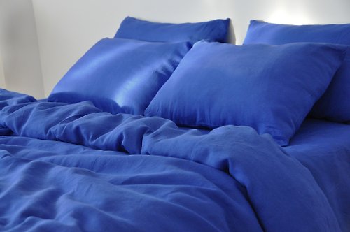 True Things Royal blue linen duvet cover / Softened linen / Comforter cover / Quilt cover