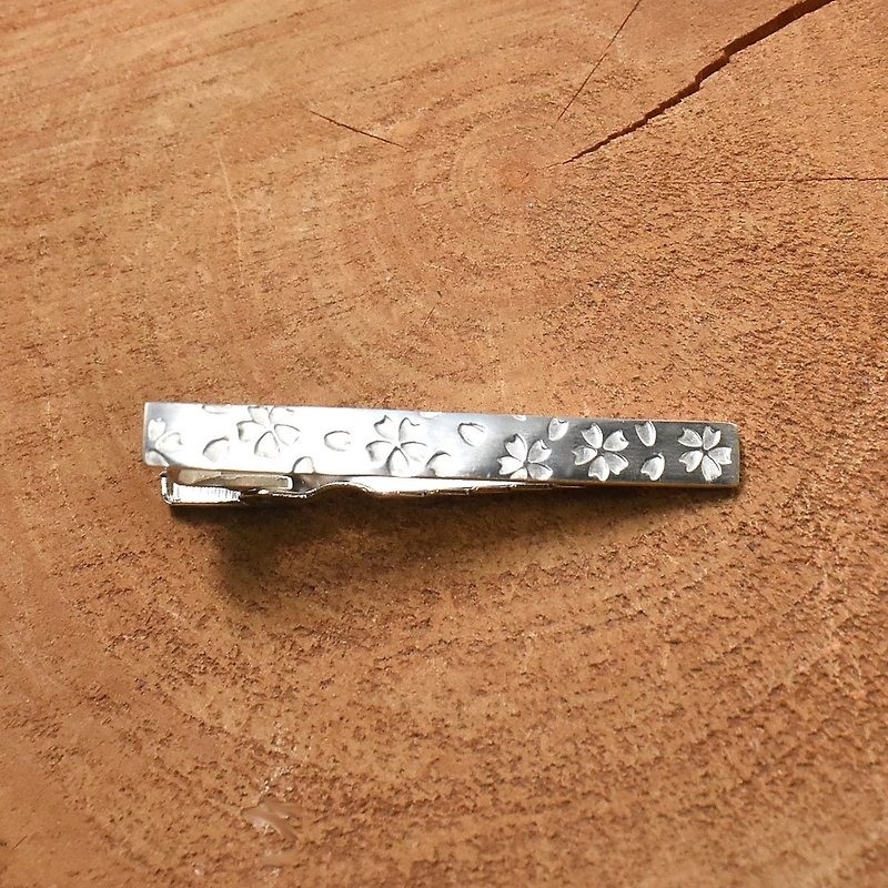 Cherry blossom pattern silver tie pin - Ties & Tie Clips - Sterling Silver Silver