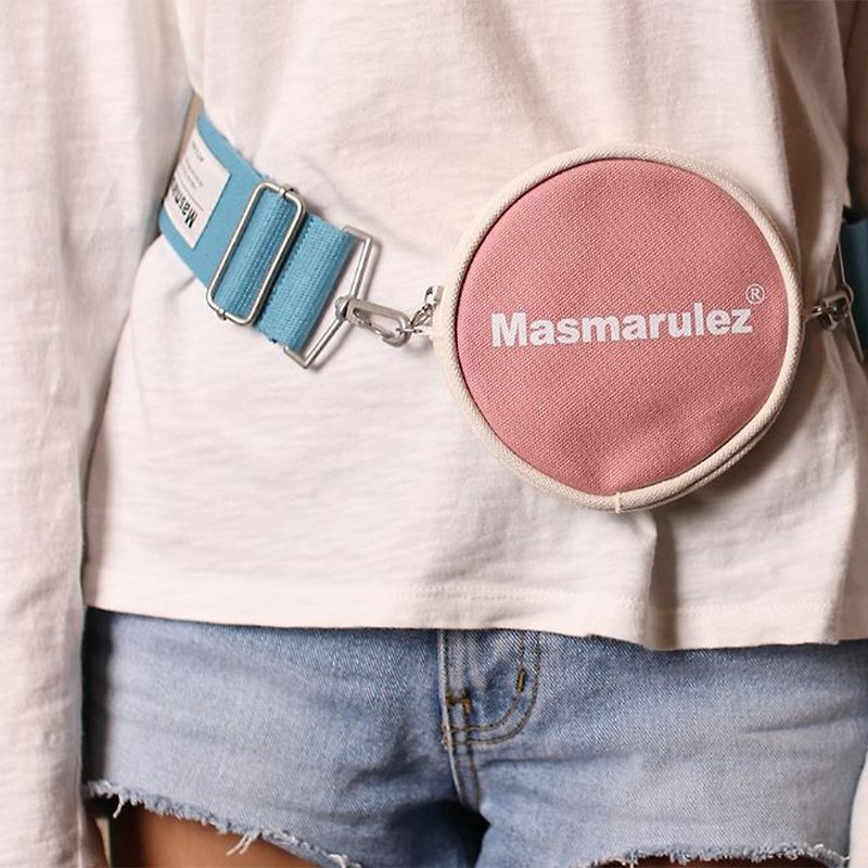 Korean designer brand Masmarulez small round bag chest bag waist bag charm bag - กระเป๋าแมสเซนเจอร์ - วัสดุอื่นๆ 