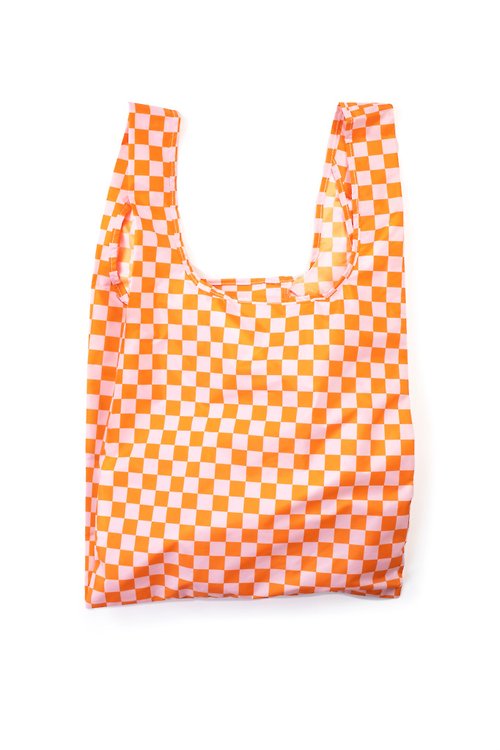 Kind Bag 台灣 英國Kind Bag-環保收納購物袋-中-棋盤格橘粉