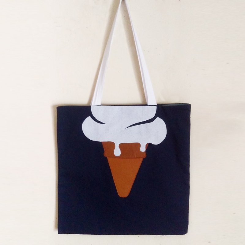 Vanilla Ice-cream, Handmade Tote bag - Handbags & Totes - Cotton & Hemp White