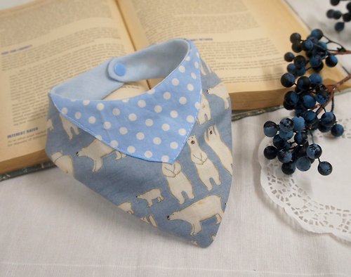 玫潔莉絲手作舖 日本二重紗 三角領巾造型嬰幼兒圍兜 口水巾 彌月禮 牛仔造型