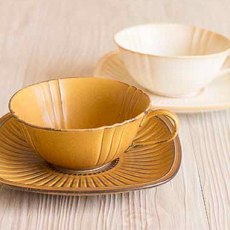 TOJIKI TONYA Mino classic coffee cup coffee tray (two colors available) - Teapots & Teacups - Pottery Brown