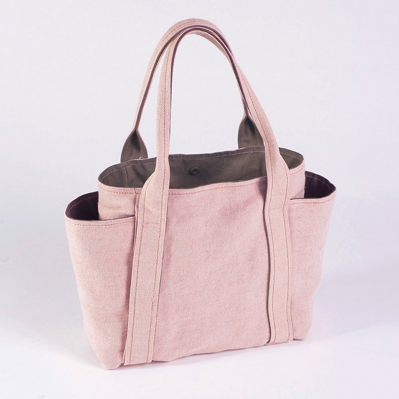 磁釦式-麻布萬用工具袋-粉紅(中型) - 側背包/斜孭袋 - 棉．麻 粉紅色