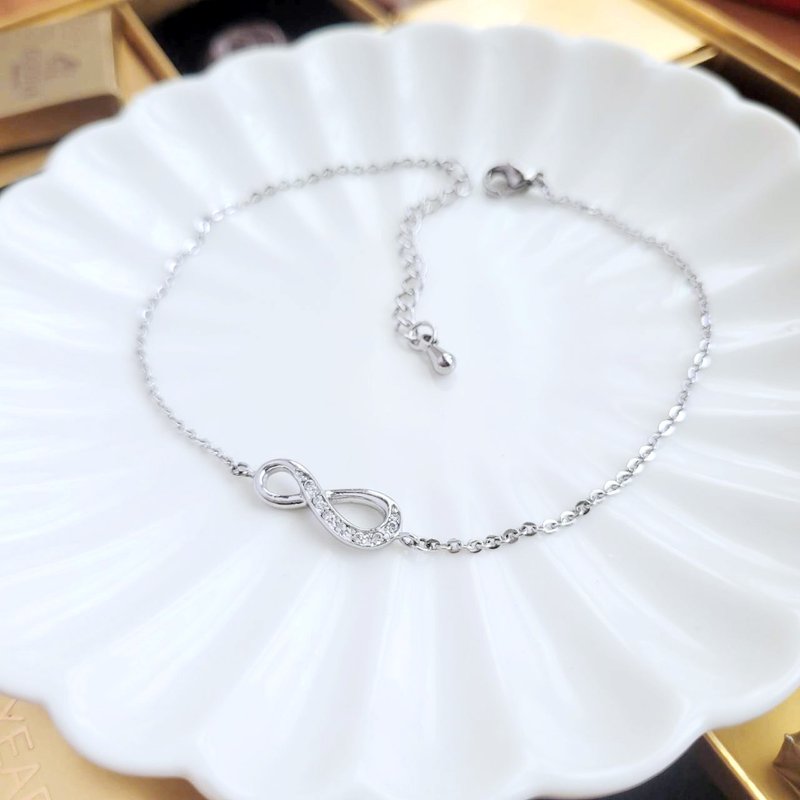 Love is infinite. Classic infinity symbol white steel anklet is not afraid of water and does not change color - Anklets & Ankle Bracelets - Stainless Steel Silver