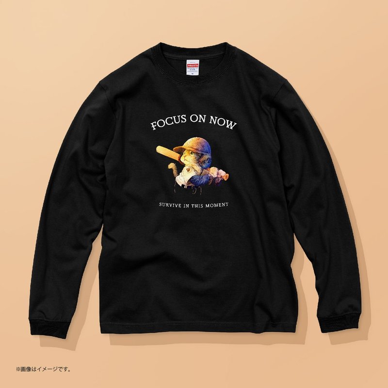 FOCUS ON NOW TIGER CAT /安心のクオリティ/定番長袖コットンTシャツ - 女 T 恤 - 棉．麻 白色