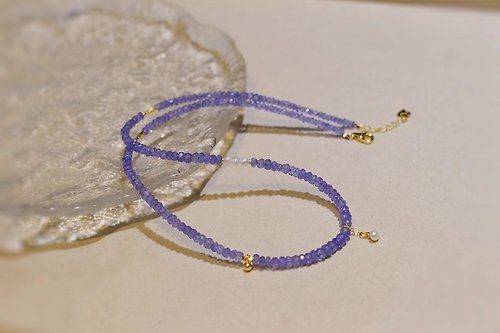 Sri Yantra 原創天然坦桑石項鏈手鏈套裝 坦桑石項鏈女藍紫色寶石盤珠手串