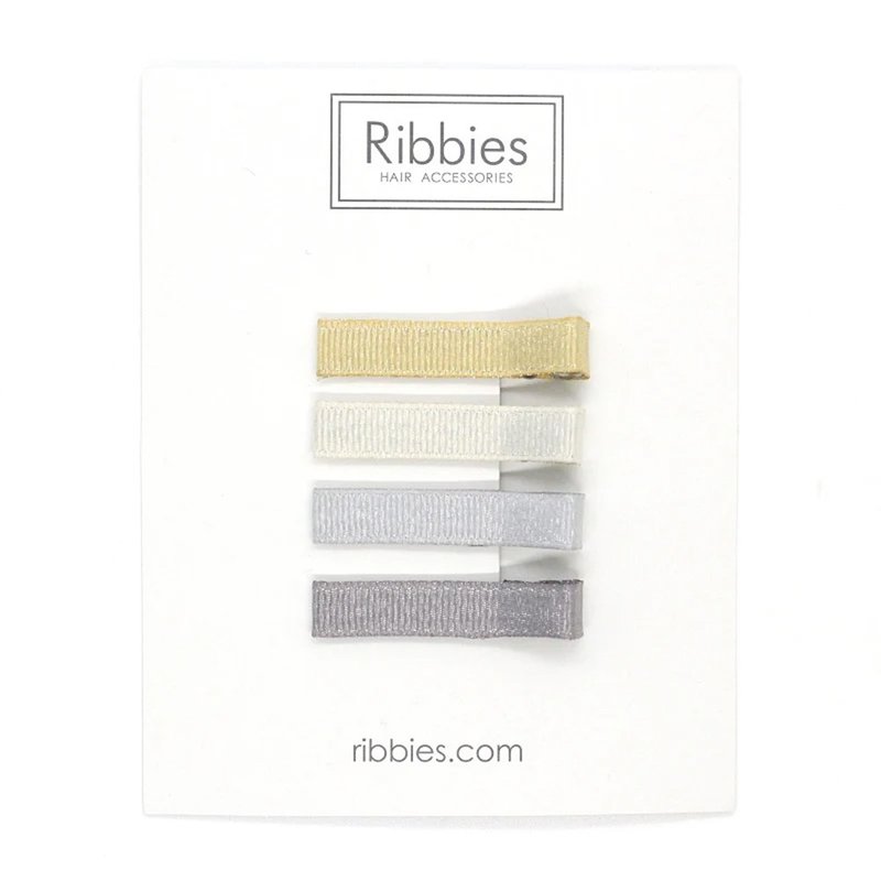 British Ribbies Glitter Gold Monochrome Hair Clips Set of 4 - เครื่องประดับผม - เส้นใยสังเคราะห์ 