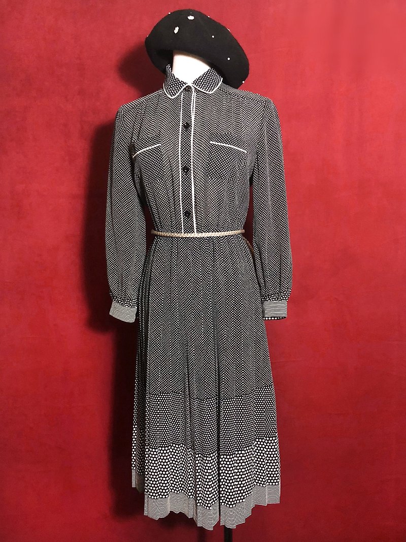 Little chiffon long-sleeved vintage dress / brought back to VINTAGE abroad - ชุดเดรส - เส้นใยสังเคราะห์ สีดำ