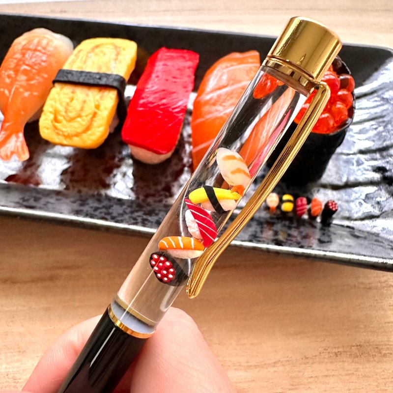 ミニチュアお寿司のボールペン - 鋼珠筆 - 黏土 黑色