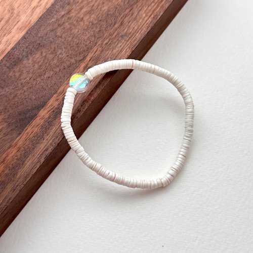 TH JEWELERY 【白色情人】 貝殼白月光琉璃手鏈 安定思緒 消除壓力 招財 幸運