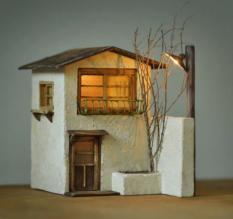 Cement old lamp house creation (customized) - Items for Display - Cement Brown