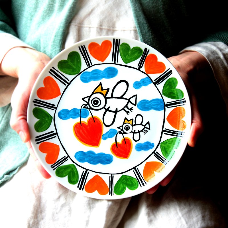 Happy birds・plate1 - Small Plates & Saucers - Porcelain Multicolor