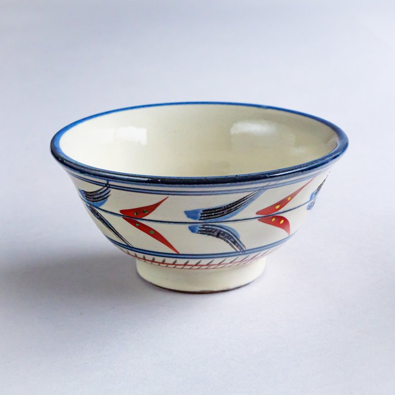 やちむんごはん茶碗 / 白青赤 - 茶碗・ボウル - 陶器 