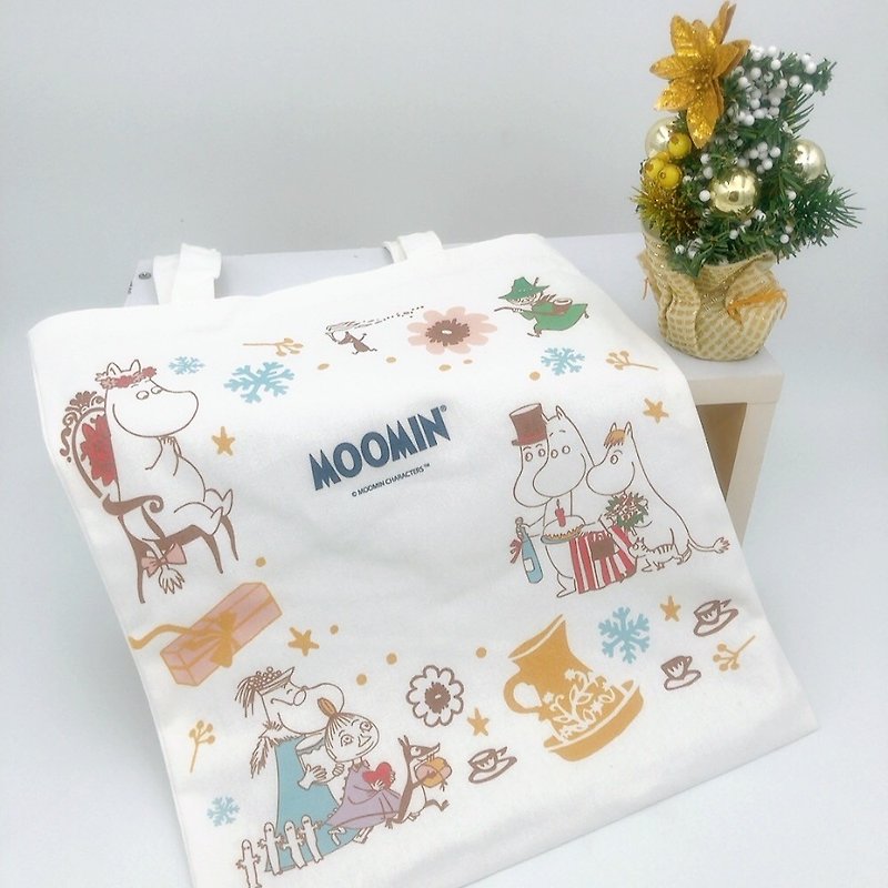 【MOOMIN】Happy Moominvalley Large Capacity Shopping Bag Handbag Shoulder Bag Shopping Bag - กระเป๋าถือ - ผ้าฝ้าย/ผ้าลินิน 