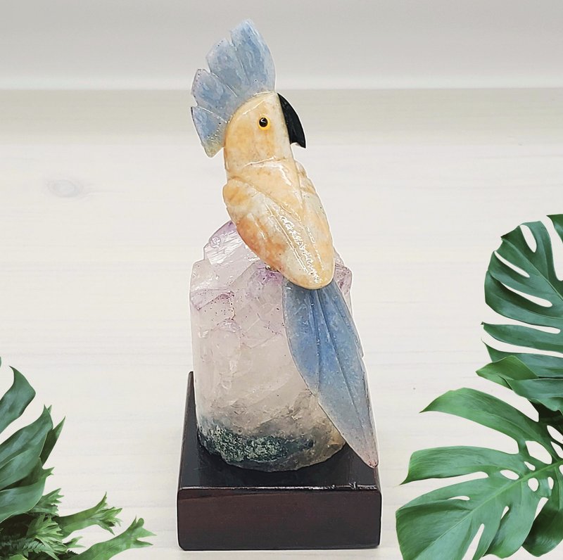 Crystal Parrot Wishes Manifestation*Brazilian Handicraft Healing Crystal Bird*Wedding Gift 11 Amethyst Column - ของวางตกแต่ง - คริสตัล หลากหลายสี