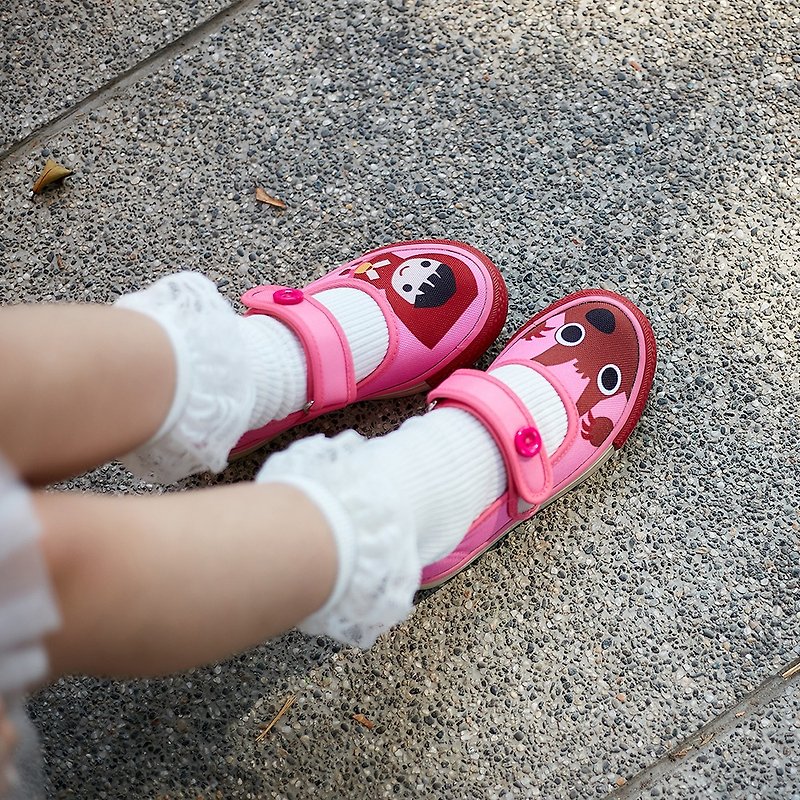 【換季特賣】小紅帽鈕釦娃娃鞋童鞋 - 馬卡龍粉色 - 童裝鞋 - 尼龍 粉紅色