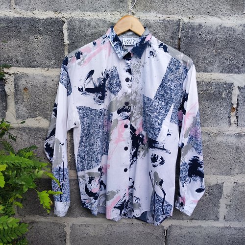 goodviewvintageshop Vintage 70s TRY1 Abstract Print Blouse