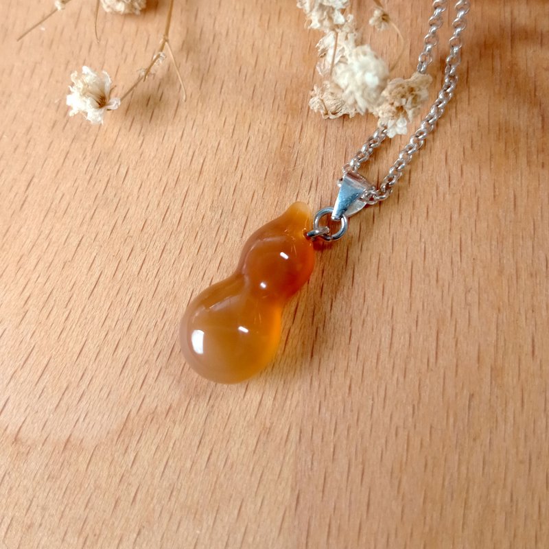 造型玉墜 - 葫蘆 紅玉髓/簡單好搭配 葫蘆福氣來/ - 項鍊 - 玉石 紅色