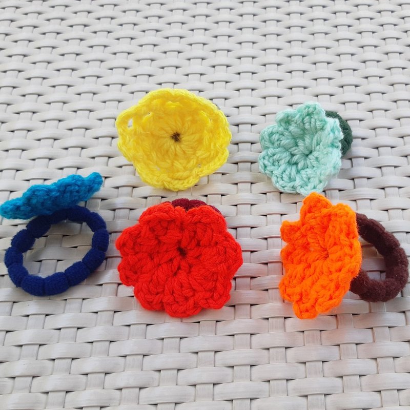 Flower Floral hair rubber made from crochet many colors. - Hair Accessories - Other Man-Made Fibers Orange