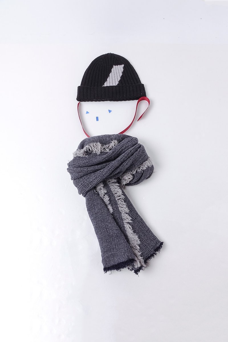 Cold blessing bags. Collagen Peptide Wool Scarf x Designer wool cap - หมวก - ขนแกะ สีน้ำเงิน