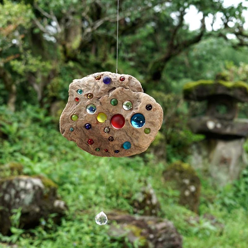 お部屋の中に太陽を　 流木とサンキャッチャー&モビール　窓の装飾 　ガラス玉　クリスタルプリズム　ビーチスタイル　６９ - 壁貼/牆壁裝飾 - 玻璃 咖啡色