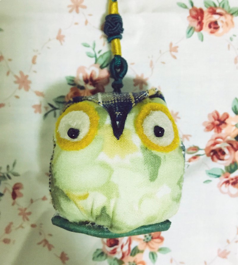 手作りの笑顔のフクロウシリーズ編みペンダント | ライム模様の祝福スタイル (中) - 編み物/刺繍/羊毛フェルト/裁縫 - 刺しゅう糸 グリーン