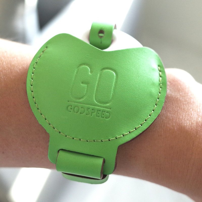 GOstrap-蘋果綠-GOGORO鑰匙皮革手環 - 鑰匙圈/鎖匙扣 - 真皮 綠色