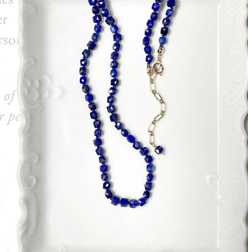 Natural Lapis Lazuli Cube Cut Choker Necklace Trial Price - Necklaces - Semi-Precious Stones Blue