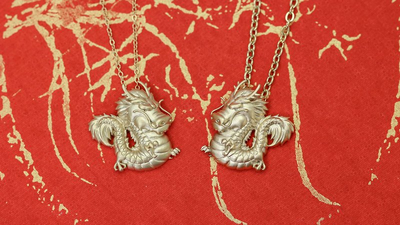 [Valentine's Day Gift] BLACK JOKER Forest Power Series-3D Engraved Version of Xianglong Couple Chain - Necklaces - Sterling Silver Silver