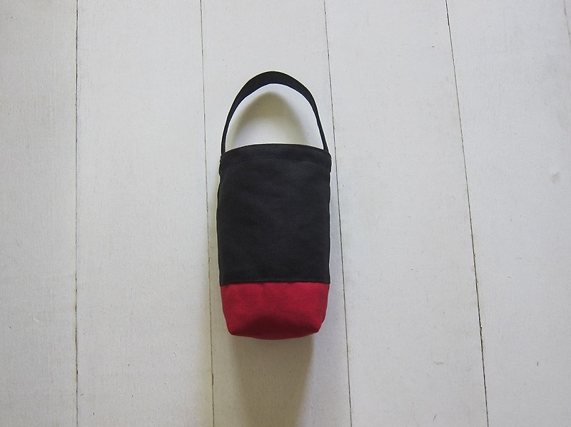 簡約輕便 飲料袋 / 水壺袋 / 小提袋(黑+紅)