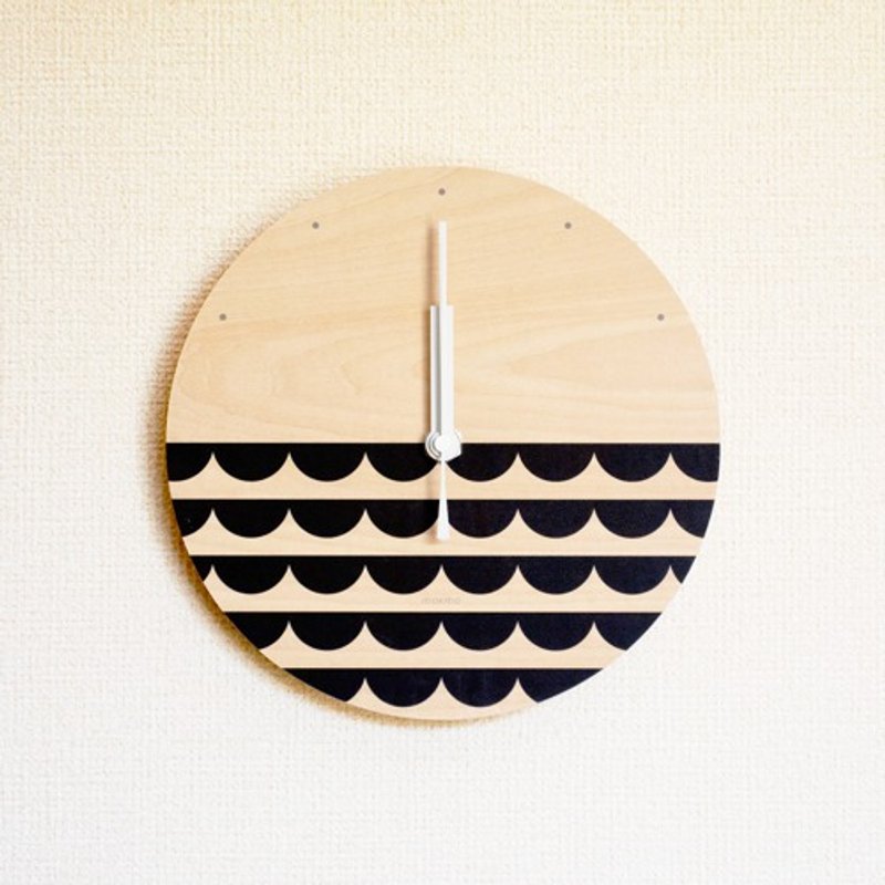 Wall clock Wood Grain and Graphic Design E03 - Clocks - Wood Black